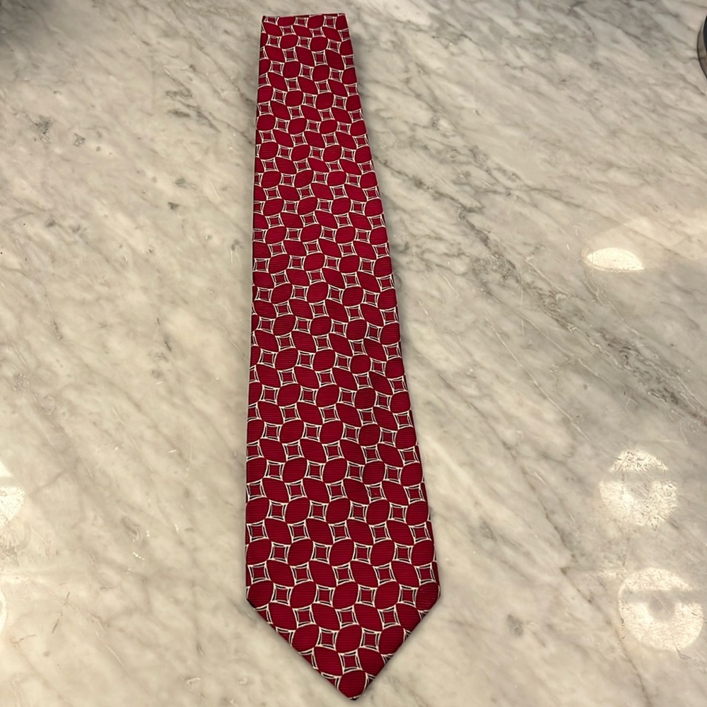 Harold Powell Men’s Burgundy/Red 100% Silk Tie